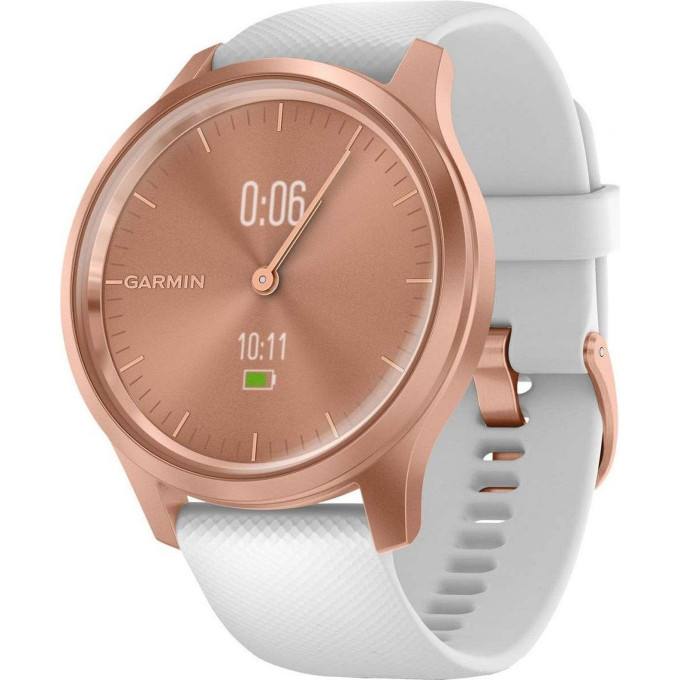Часы GARMIN VIVOMOVE STYLE розовое золото с белым силиконовым ремешком 010-02240-20